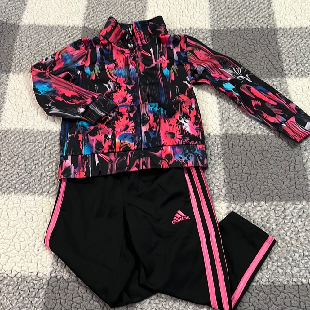 Sz 4 Adidas Matching Pink and Black Track Suit